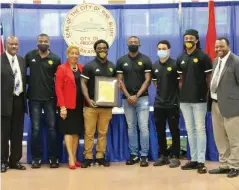  ?? Commercial/Eplunus Colvin) (Pine Bluff ?? Members of the University of Arkansas at Pine Bluff football team were recognized by Mayor Shirley Washington and the City Council during Monday night’s meeting.