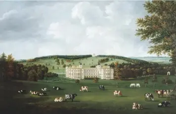  ??  ?? Audley End and the Ring Hill Temple (1788) by William Tomkins. This part of Essex was once a patchwork of great houses and their parks, still visible from walking pace