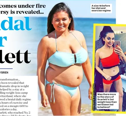  ?? Tt ff a o m _ tt e rl a c s @ / m a r g a t s n I ?? A size 18 before her diet and exercise regime Was there more to the story of Scarlett’s 3st weight loss than we’d been led to believe?