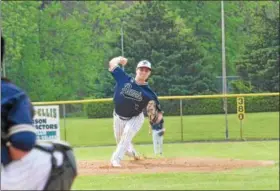  ?? DIGITAL FIRST MEDIA FILE ?? Spring-Ford pitcher Jake Skrocki delivers to the plate during a game last spring against Boyertown. Skrocki pitched Spring City’s American Legion team to a 1-0 win over Downingtow­n Wednesday.