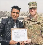  ?? PROVIDED BY OMID MAHMOODI ?? Omid Mahmoodi says Afghans who worked with the U. S. military are seen as “infidels,” and he fears they will be killed when American troops leave.