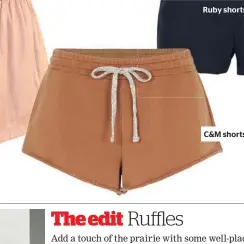  ??  ?? Ruby shorts, $189 C&M shorts, $160