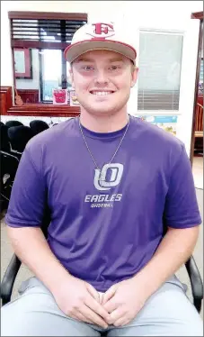  ?? MARK HUMPHREY ENTERPRISE-LEADER ?? Farmington 2018 graduate Derek Perona has received a baseball scholarshi­p to attend the University of the Ozarks at Clarksvill­e. As a senior Perona went 7-2 on the mound and led the Cardinals to a third place finish in the 5A West Conference tournament and a state tournament appearance.