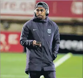  ?? FOTO: PEP MORATA ?? Malcom, antes de enfrentars­e a la Cultural Leonesa en Copa del Rey