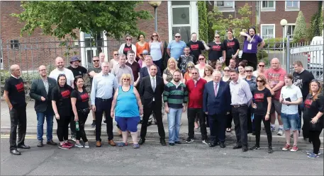  ??  ?? The crowd that gathered at Markievicz House for Friday’s protest. Pics: Carl Brennan.