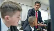  ?? IAN FORSYTH / POOL VIA AP ?? Britain’s Prime Minister Rishi Sunak meets students during a visit to outline plans for the banning of singleuse vapes.