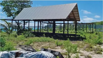  ??  ?? Abandoned constructi­on site at Champagne beach in Yasawa-i-rara.