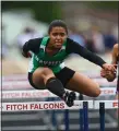  ?? DAVID C. TURBEN — FOR THE NEWS-HERALD ?? Mayfield’s Josie Conti competes in 100-meter hurdles during the 2019 Division I Austintown-Fitch Regional.