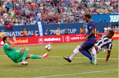  ?? Reuters ?? Juventus’ Gianluigi Buffon saves a shot from Barcelona’s Neymar during the Internatio­nal Champions Cup. —