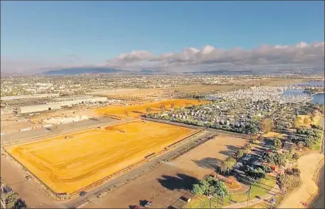  ?? Dennis Walker ?? THE PORT of San Diego is elevating a portion of the Chula Vista bayfront in preparatio­n for a $1-billion hotel and convention center.