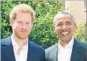  ?? KENSINGTON PALACE ?? Prince Harry and Barack Obama meet Saturday.