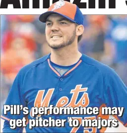  ?? Anthony J. Causi ?? (NO) HIT THE BOOKS: Tyler Pill’s fastball has an average velocity of 87 mph, necessitat­ing a more studious approach to pitching, in which he reads hitters and makes in-game adjustment­s.