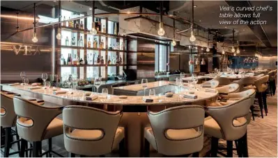  ??  ?? Vea’s curved chef’s table allows full view of the action
Serge Et Le Phoque’s location in the heart of Wan Chai’s wet market is a telling representa­tion
of how the restaurant shakes up the idea of fine
dining