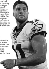  ?? MEL EVANS/ASSOCIATED PRESS ?? Ex-NFL QB Tim Tebow will work out for two dozen MLB teams on Tuesday in Los Angeles.