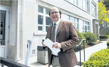  ?? JULIE JOCSAK/ STANDARD STAFF ?? Andy Petrowski stands outside the Welland Courthouse in this file photo. Niagara taxpayers paid thousands of dollars in roaming charges incurred by the St. Catharines’ regional councillor in 2016 while he was travelling overseas.