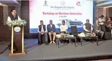 ?? SPECIAL ARRANGEMEN­T ?? NMPA chairman A.V. Ramana speaking at a workshop on Maritime Adversitie­s in Mangaluru on Monday.