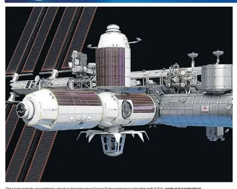  ?? HAND-OUT/AXIOM SPACE ?? The Axiom modules are targeted to attach to the Internatio­nal Space Station beginning in the latter half of 2024,