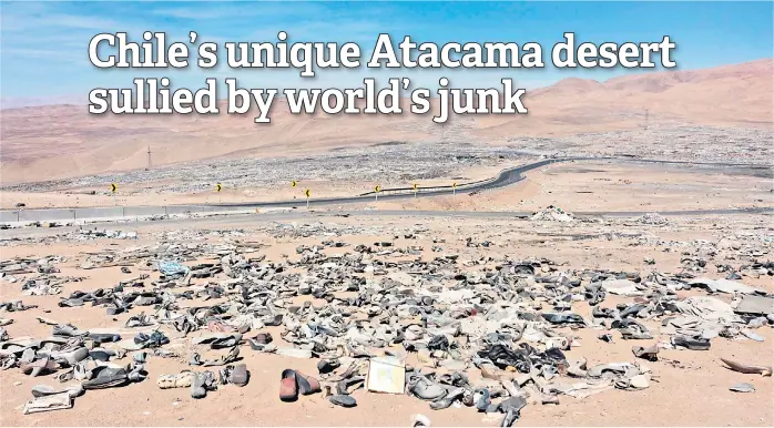  ?? — AFP photos ?? Aerial view of a clandestin­e rubbish dump in the Emerald sector, on the road to Caleta Buena, in Alto Hospicio, Iquique, Chile.