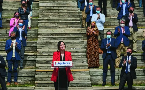  ?? ALBERTO R. ROLDÁN ?? Díaz Ayuso y Casado cerraron el acto de presentaci­ón de la candidatur­a del PP al 4-M