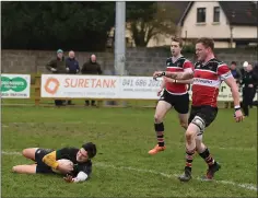  ??  ?? Adam Brodigan scores Boyne’s second try.