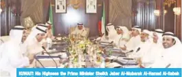  ??  ?? KUWAIT: His Highness the Prime Minister Sheikh Jaber Al-Mubarak Al-Hamad Al-Sabah chairs the cabinet’s meeting yesterday.