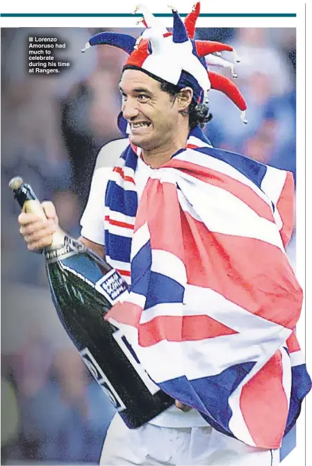  ??  ?? ■ Lorenzo Amoruso had much to celebrate during his time at Rangers.