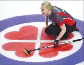  ?? The Canadian Press ?? Northwest Territorie­s third Megan Koehler calls for the sweep against New Brunswick in pre-qualifier action Saturday at the Scotties Tournament of Hearts in St. Catharines, Ont.