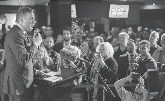  ?? J.P. MOCZULSKI FOR POSTMEDIA NEWS ?? Maxime Bernier holds a rally for his federal People’s Party of Canada in Toronto in mid-November.