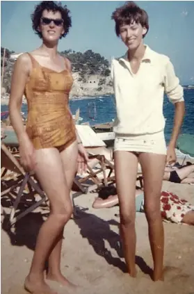  ??  ?? Fun in the sun: Janet as a teenager in Spain with her mum and, left, on set