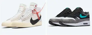  ??  ?? Nike has an increasing­ly wide range of collaborat­ors for its Snkrs-worthy shoes. Clockwise from top left: The Air Jordan II Just Don, created with Chicago streetwear designer Don Crawley; Kendrick Lamar’s Cortez Kenny II; chef David Chang’s SB Dunk...