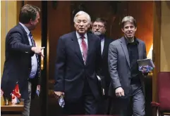  ?? (Mike Blake/Reuters) ?? MEMBERS OF the Maricopa County election audit team, Randy Pullen, senate audit spokespers­on, Doug Logan, Cyber Ninjas CEO and Ben Cotton, CyFIR founder, arrive to present their interim findings from a widely criticized audit of the 2020 election, on Friday.