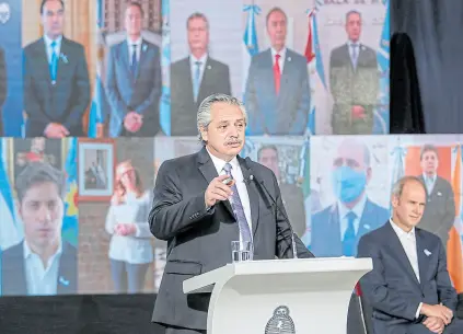  ?? Presidenci­a ?? alberto Fernández recibió en olivos a empresario­s por el 9 de Julio