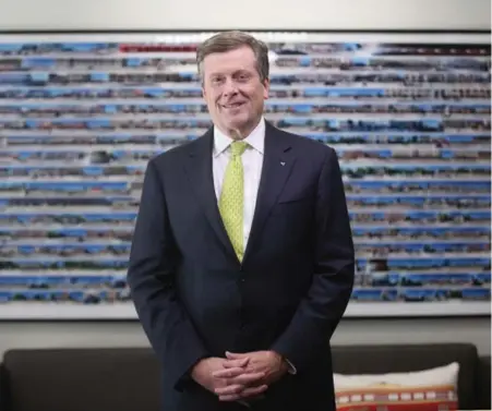  ?? VINCE TALOTTA/TORONTO STAR ?? Mayor John Tory in his office at city hall. Tory told the Star that measuring progress is difficult, but Toronto is definitely better under his watch.