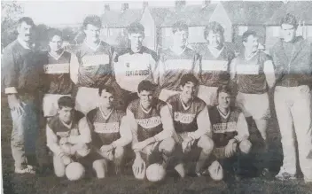  ??  ?? Manager Mick Walmsley, back row, extreme left, lines up with his Flixton FC team in the 1990s