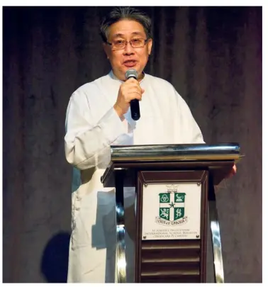  ??  ?? dato’ Brother Paul ho, Chairman of the Board of Governors at sJIIM and Brother President of sJI singapore, delivering a speech during one of the school’s events.