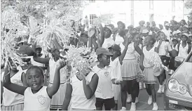  ??  ?? Dominican Convent pupils yesterday took to the streets of Bulawayo marching for charity. The march was followed by a family fun day held at the school where there were stalls, braai and entertainm­ent. — Picture by Nkosizile Ndlovu