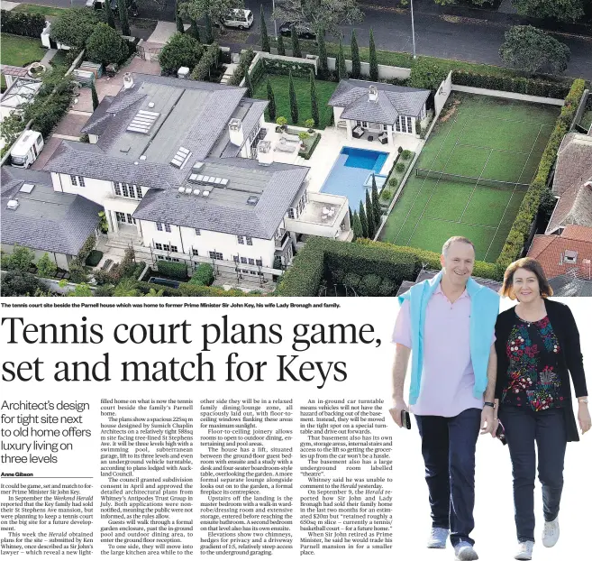  ??  ?? The tennis court site beside the Parnell house which was home to former Prime Minister Sir John Key, his wife Lady Bronagh and family.