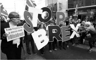  ?? PHOTO: REUTERS ?? British Prime Minister Boris Johnson’s look-alike attends a “Stop Brexit” protest ahead of the European Union leaders summit in Brussels on Thursday