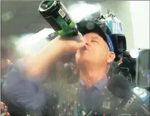  ?? Picture: AP ?? MERRY: Actor Bill Murray drinks Champagne at a Chicago Cubs baseball match.