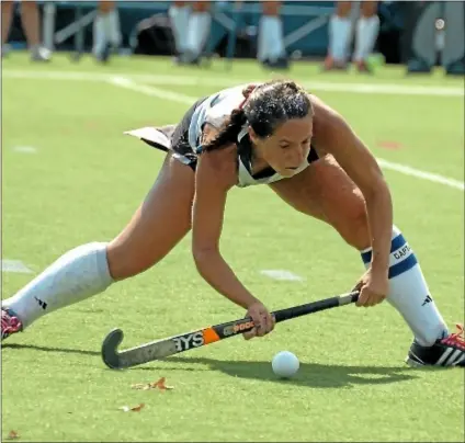  ?? Photo courtesy of TCNJ ?? TCNJ’s Camille Pascucci plays the ball during a recent game.