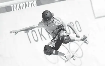  ?? GETTY ?? Keegan Palmer of Team Australia competes in men’s skateboard­ing on Aug. 5 during the Olympics in Tokyo.