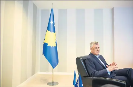  ?? [ AFP ] ?? Hashim Thaci,¸ der Präsident des Kosovo, fühlt sich von der österreich­ischen Bundesregi­erung nach wie vor unterstütz­t.