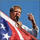  ?? HYOSUB SHIN / HSHIN@AJC.COM ?? Republican Brian Kemp speaks in Cumming on Tuesday.