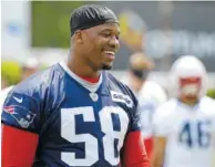  ?? AP FILE PHOTO/STEVEN SENNE ?? New England Patriots defensive lineman Keionta Davis is entering year three of his NFL career. Davis appeared in six games last season for the Super Bowl LIII champions.