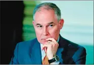  ?? CAROLYN KASTER/AP PHOTO ?? Environmen­tal Protection Agency Administra­tor Scott Pruitt attends a meeting at the White House in Washington on Feb. 12. Pruitt flew in coach-class seats on at least two trips when taxpayers weren’t footing the bill, despite claims he needed to travel...