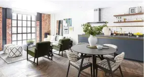  ??  ?? For public viewing: The kitchen and living area of the first completed apartment at the Battersea Power Station.