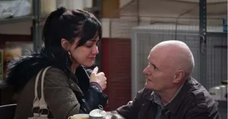  ??  ?? Hayley Squires and Dave Johns become allies against bureaucrac­y in Ken Loach’s Palme d’Or prize-winning drama I, Daniel Blake.