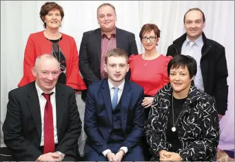  ??  ?? Denis, Shane and Helen O’Leary (Munster Drone Services, Dromagh), Anne Murphy, Damian Enright, Catherine Ferns and Denis Murphy enjoying the 2017 Awards.