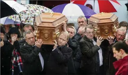  ??  ?? The funeral of Geraldine and Louise Clancy following their tragic deaths shortly before Christmas last year.