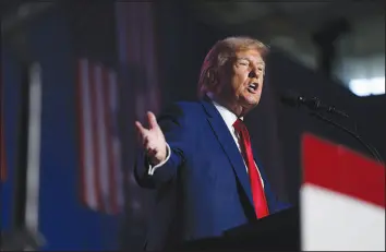  ?? REBA SALDANHA / ASSOCIATED PRESS ?? Former President Donald Trump speaks Dec. 16 at a campaign rally in Durham, N.H.